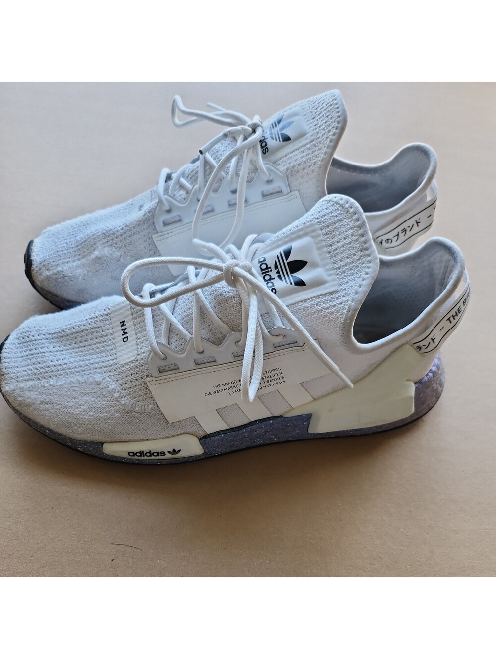 Adidas Nmd Size 11.5 White Purple Boost The Brand with the Three Stripes